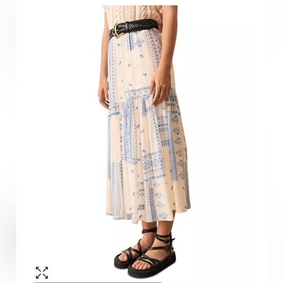 ba&sh Full Londe midi Skirt in blue New - Picture 4 of 14